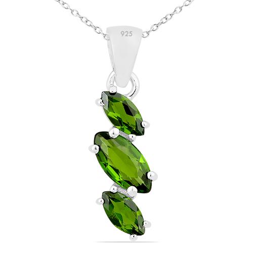 BUY REAL CHROME DIOPSITE GEMSTONE PENDANT IN 925 SILVER