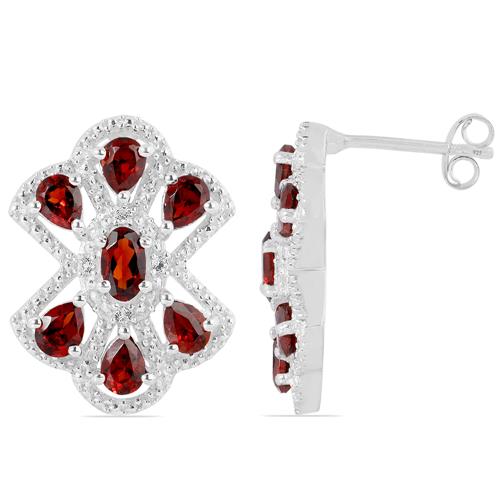 BUY REAL GARNET GEMSTONE EARRINGS IN STERLING SILVER