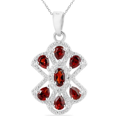 BUY NATURAL GARNET GEMSTONE  STYLISH PENDANT IN 925 SILVER