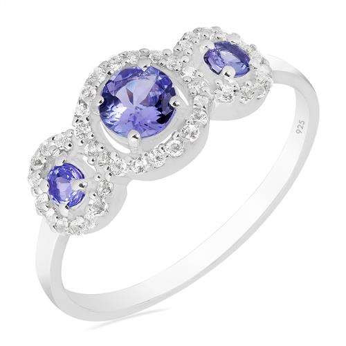 BUY NATURAL TANZANITE GEMSTONE RING IN 925 STERLING SILVER