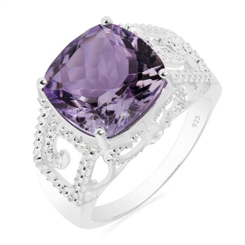 BUY NATURAL PINK AMETHYST GEMSTONE BIG STONE RING IN 925 SILVER