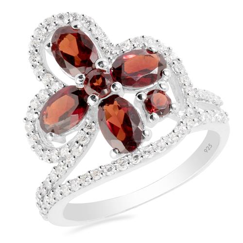 BUY REAL GARNET GEMSTONE FLOWER RING IN 925 SILVER