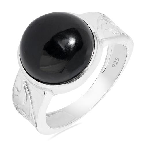 BUY REAL BLACK ONYX GEMSTONE BIG STONE RING IN STERLING SILVER