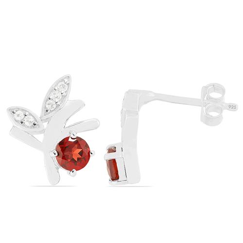 BUY REAL GARNET GEMSTONE CLASSIC EARRINGS IN 925 SILVER