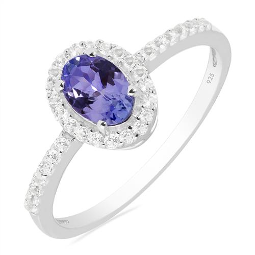 BUY GENUINE STERLING SILVER NATURAL TANZANITE GEMSTONE HALO RING