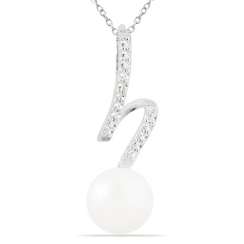 REAL WHITE FRESHWATER PEARL GEMSTONE STYLISH PENDANT IN 925  SILVER