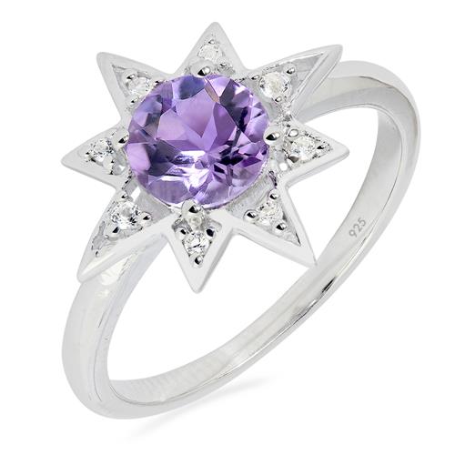 BUY STERLING SILVER  BRAZILIAN AMETHYST GEMSTONE CLASSIC RING