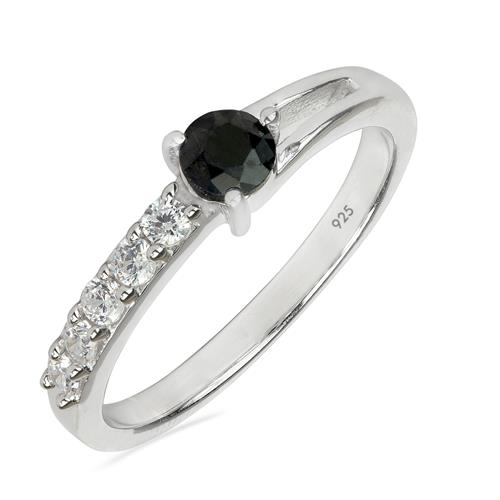 BUY 925 SILVER NATURAL BLACK SAPPHIRE GEMSTONE CLASSIC RING