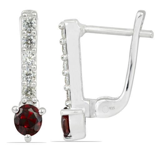 BUY 925 SILVER NATURAL GARNET GEMSTONE CLASSIC EARRINGS