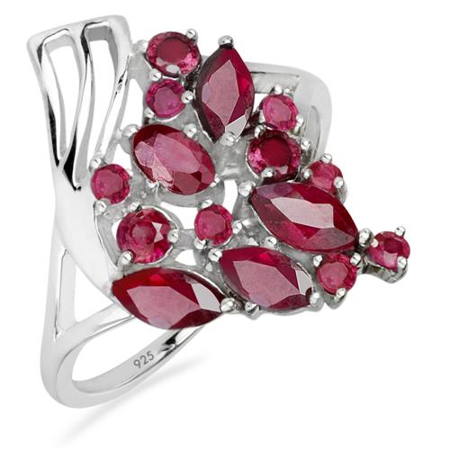 BUY NATURAL GLASS FILLED RUBY GEMSTONE RING IN 925 SILVER