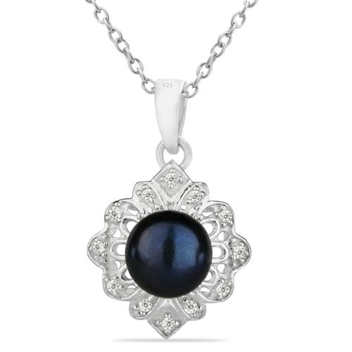 BUY REAL BLACK PEARL GEMSTONE PENDANT IN 925 SILVER