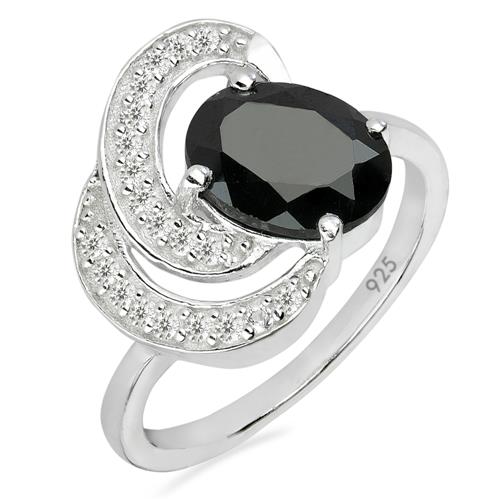 BUY 925 SILVER NATURAL BLACK ONYX GEMSTONE CLASSIC RING