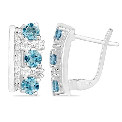 BUY 925 SILVER REAL LONDON BLUE TOPAZ EARRINGS