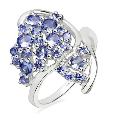 BUY STERLING SILVER NATURAL TANZANITE GEMSTONE RING 
