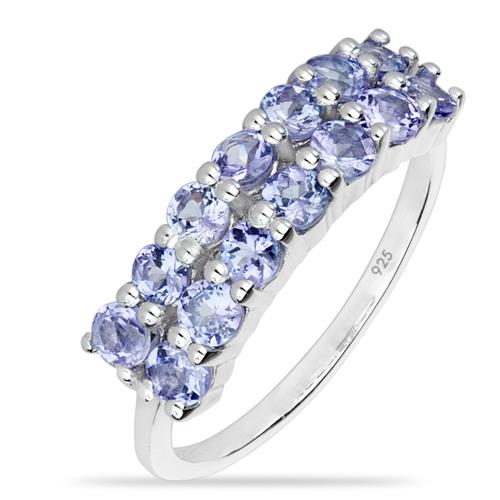 BUY NATURAL TANZANITE GEMSTONE CLUSTER RING IN 925 SILVER