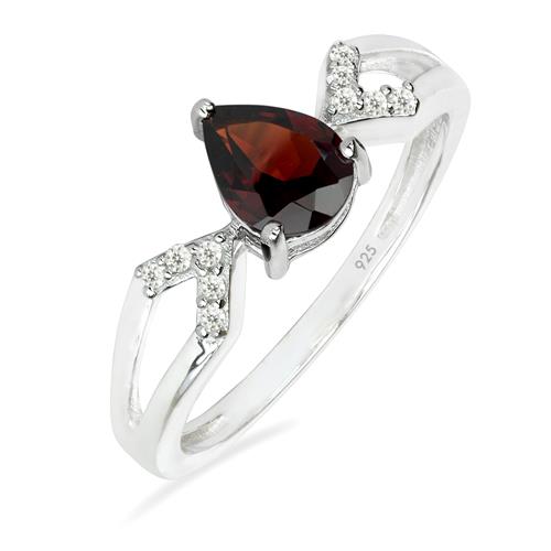 BUY NATURAL GARNET GEMSTONE CLASSIC RING IN 925 SILVER