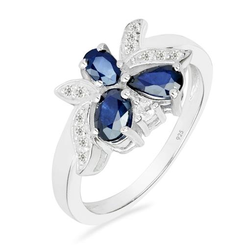 BUY REAL BLUE SAPPHIRE GEMSTONE RING IN 925 SILVER