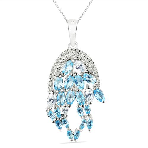 BUY 925 SILVER NATURAL SWISS BLUE TOPAZ GEMSTONE PENDANT