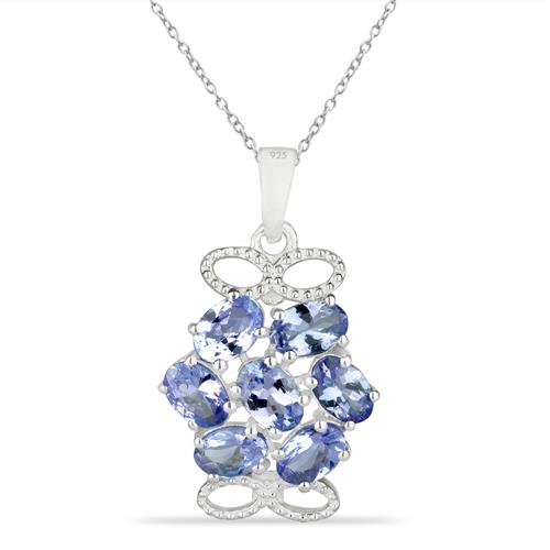 BUY NATURAL TANZANITE GEMSTONE PENDANT IN STERLING SILVER 