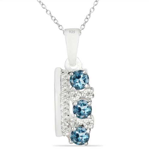 BUY LONDON BLUE TOPAZ GEMSTONE PENDANT IN 925 SILVER