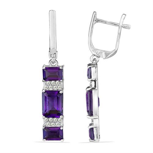 BUY 925 SILVER BRAZILIAN AMETHYST GEMSTONE EARRINGS