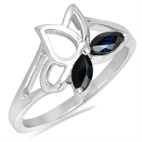 925 SILVER REAL BLUE SAPPHIRE GEMSTONE STYLISH RING