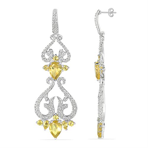 BUY 925 SILVER REAL CITRINE GEMSTONE STYLISH EARRINGS