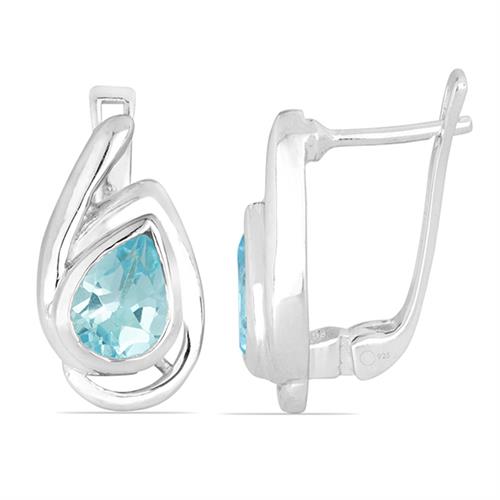 BUY REAL SKY BLUE TOPAZ GEMSTONE EARRINGS IN STERLING SILVER