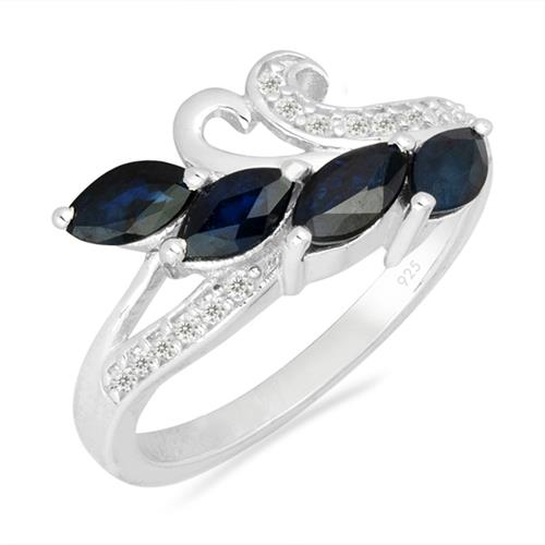 BUY REAL BLUE SAPPHIRE MULTI GEMSTONE RING IN 925 SILVER