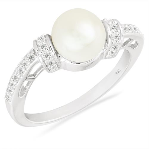 BUY NATURAL WHITE FRESHWATER PEARL GEMSTONE RING IN 925 SILVER
