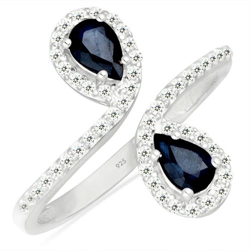 BUY 925 SILVER NATURAL BLUE SAPPHIRE GEMSTONE STYLISH RING