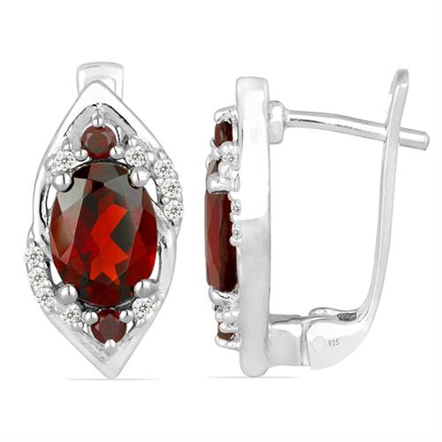 BUY GARNET GEMSTONE CLASSIC EARRINGS IN 925 SILVER