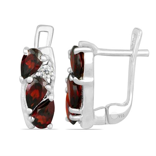 BUY STERLING SILVER NATURAL GARNET GEMSTONE EARRINGS