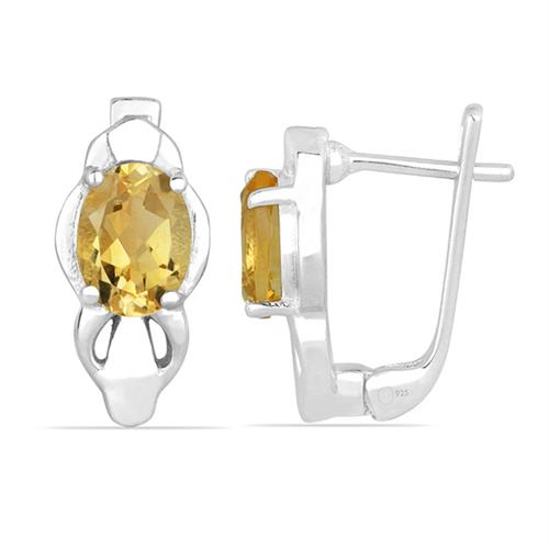 NATURAL CITRINE SINGLE STONE EARRINGS IN 925 SILVER