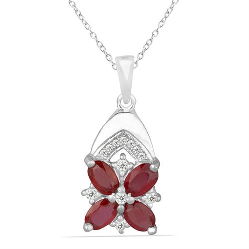 BUY STERLING SILVER REAL RUBY MULTI GEMSTONE PENDANT