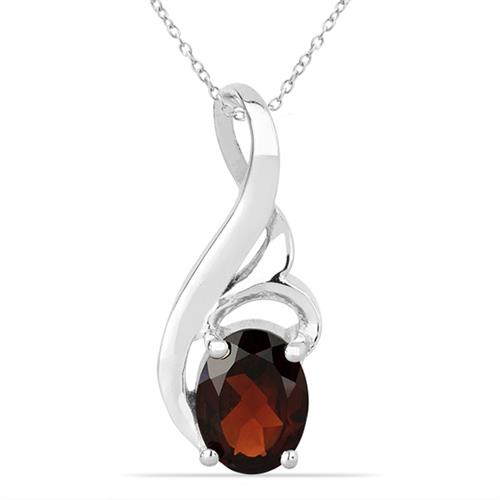 BUY 925 STERLING SILVER REAL GARNET SINGLE STONE PENDANT 