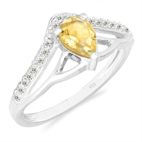 STERLING SILVER NATURAL CITRINE GEMSTONE CLASSIC RING