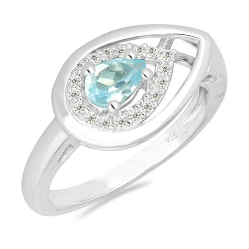 BUY 925 SILVER NATURAL SKY BLUE TOPAZ GEMSTONE STYLISH HALO RING