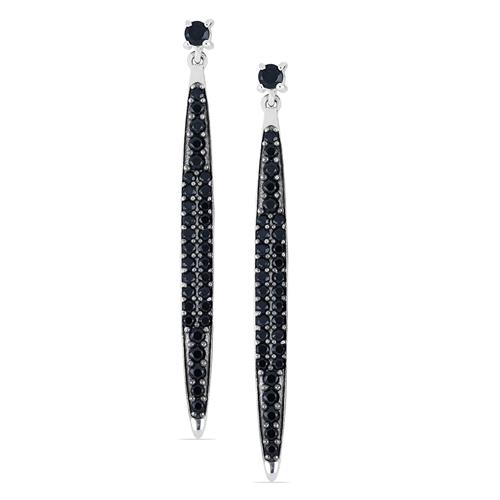 STERLING SILVER NATURAL BLACK SPINEL GEMSTONE CLUSTER STYLISH EARRINGS
