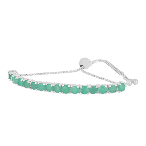 STERLING SILVER NATURAL EMERALD GEMSTONE BRACELET