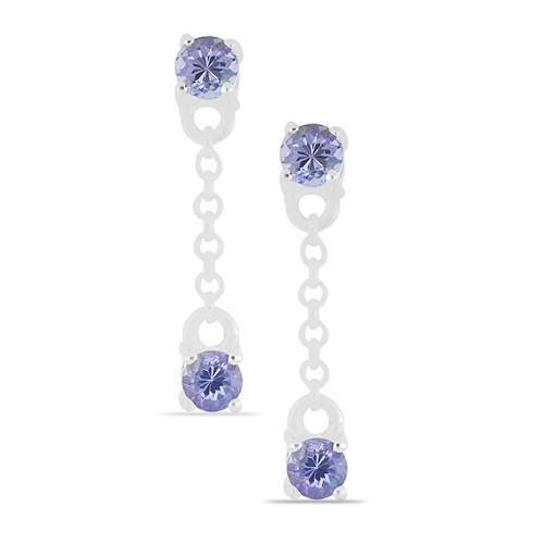 BUY REAL TANZANITE GEMSTONE EARRINGS IN STERLING SILVER