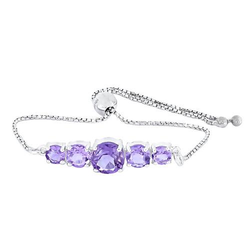 BRAZILIAN AMETHYST GEMSTONE BRACELET IN 925 SILVER