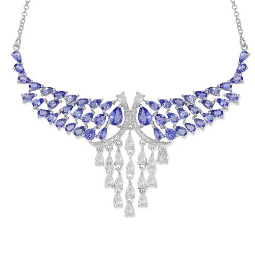 BUY NATURTAL TANZANITE GEMSTONE STYLISH NECKLACE IN 925 SILVER