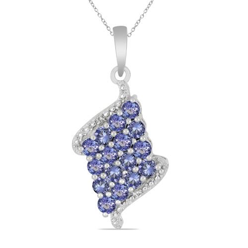 BUY NATURAL TANZANITE GEMSTONE CLUSTER PENDANT IN 925 SILVER