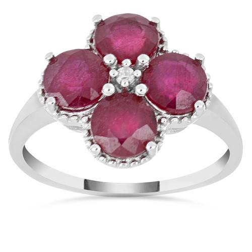 4.40 CT GLASS FILLED RUBY SILVER RING #VR014775