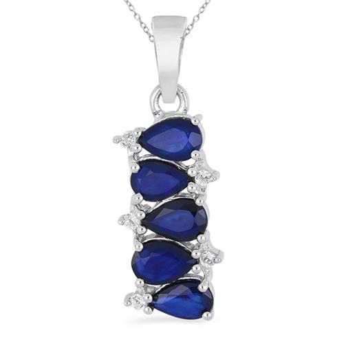 BUY STERLING SILVER NATURAL BLUE SAPPHIRE MULTI GEMSTONE PENDANT