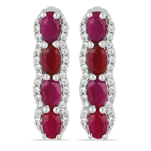 BUY NATURAL RUBY MULTI GEMSTONE EARRINGS IN 925 SILVER