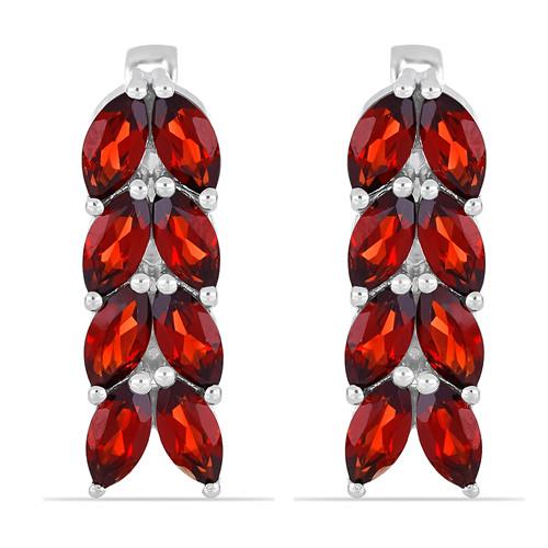 BUY 925 SILVER NATURAL GARNET GEMSTONE LEAF EARRINGS