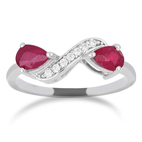 925 SILVER GLASS FILLED RUBY GEMSTONE RING