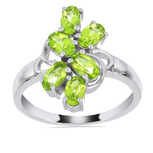 REAL PERIDOT GEMSTONE RING IN STERLING SILVER